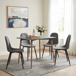 Homy Casa Rookie Square Dining Table and 4 Grey Chairs Set 31.5" x 31.5" x 29.5" Dining Room Furniture