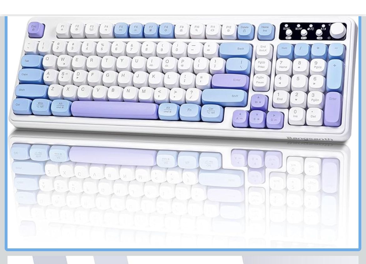Wireless Keyboard, RGB Backlight Keyboard, BT5.0/USB-C, 99-Key Creamy, Anti-ghosting Keys