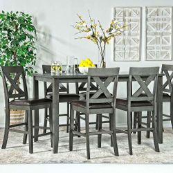 Counter Height Dining Table & Stools in Gray