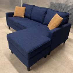 Blue Modern Harmon 80” Sectional Sofa with Reversible Chaise by Serta