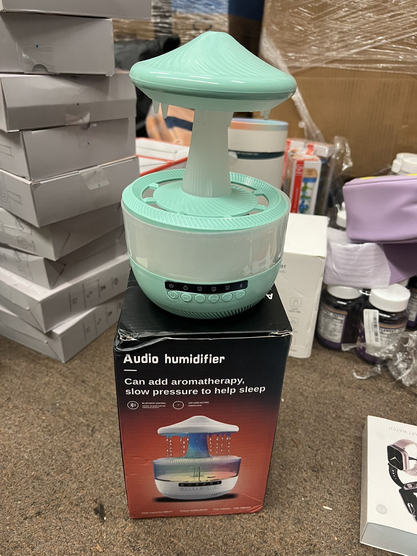 Green color Rain Cloud Humidifier, 4 in 1 Humidifier/Oil Diffusers/Speaker/Night Light, Rain Water Drip Diffuser Humidifiers for Bedroom, Simulate Fal