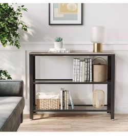 40" Industrial Console Table, 3 Tier Entryway Table with Storage Shelf, Narrow Sofa Table for Living Room, Hallway, Entrance Hall, Corridor, Bedroom, 