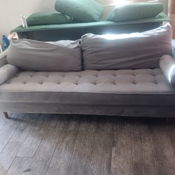 One Piece Mid Century Gray Sofa Couch-DELIVERY AVAILABLE !