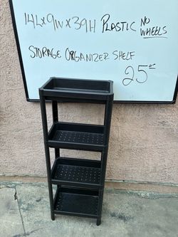 Black Plastic 4-Tier Storage Organizer Shelf