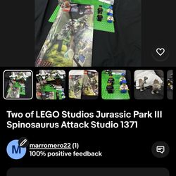 Two of LEGO Studios Jurassic Park III Spinosaurus Attack Studio 1371 