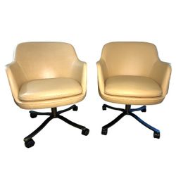 MCM Nicos Zographos Alpha Bucket Chairs With Bronze Base - a Pair
