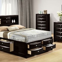 Brand New Black 4pc Queen Bedroom Set (Available In Eastern King)