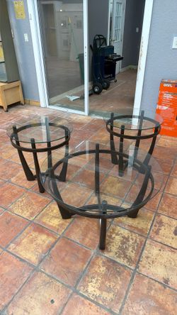 Round Glass Top Coffee and End Table Set