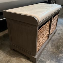 Wooden Storage Bench with Cushion