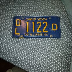 Vintage 1960 Illinois License Plate Number Dl1122d
