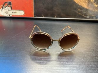 Chicos Oversized Round Sunglasses Gold Tone Frame Brown Frames Only