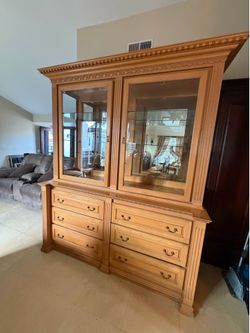 Large Lighted China Cabinet / Display Hutch