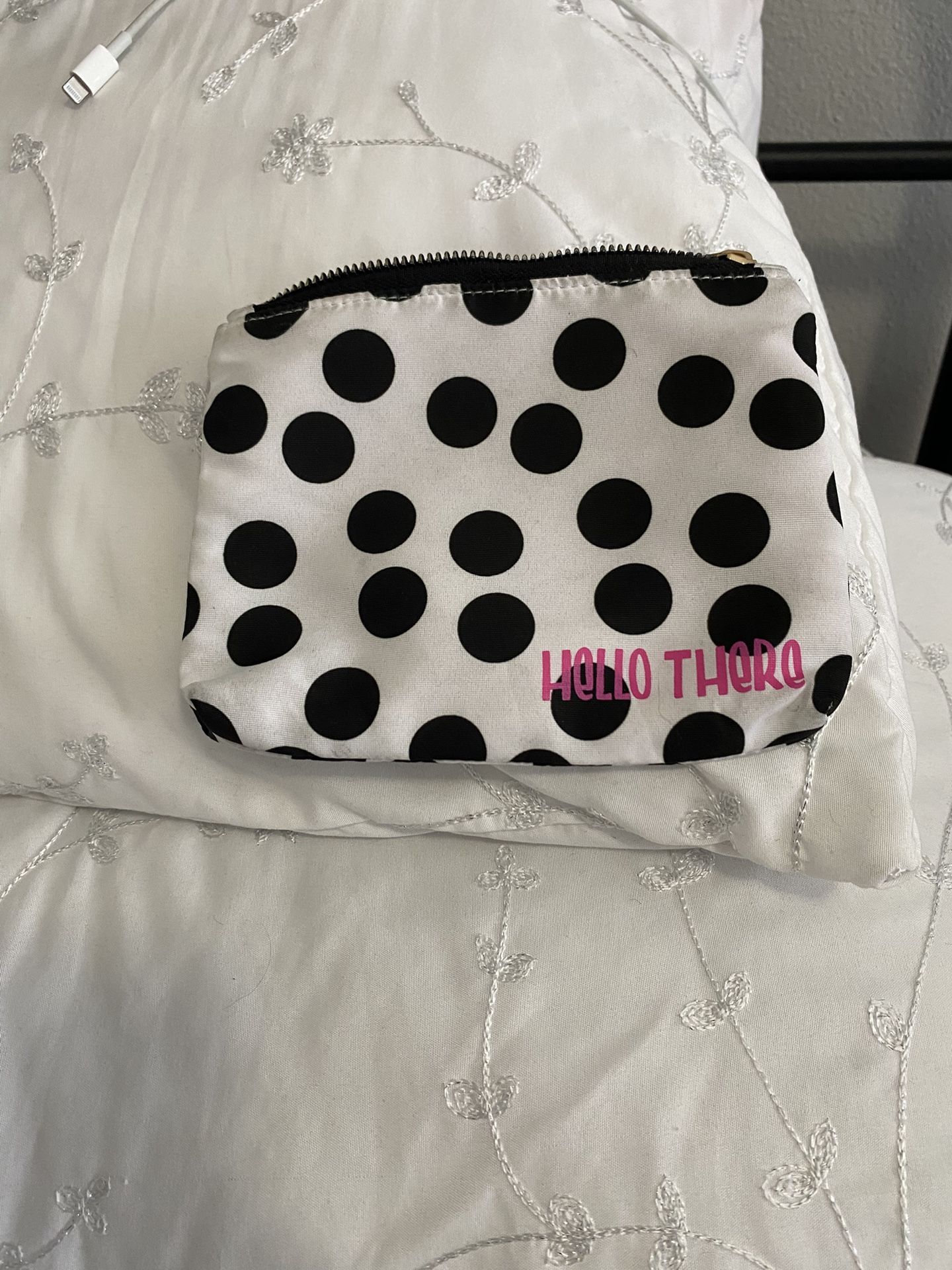 Polka Dot Black And White Pouch