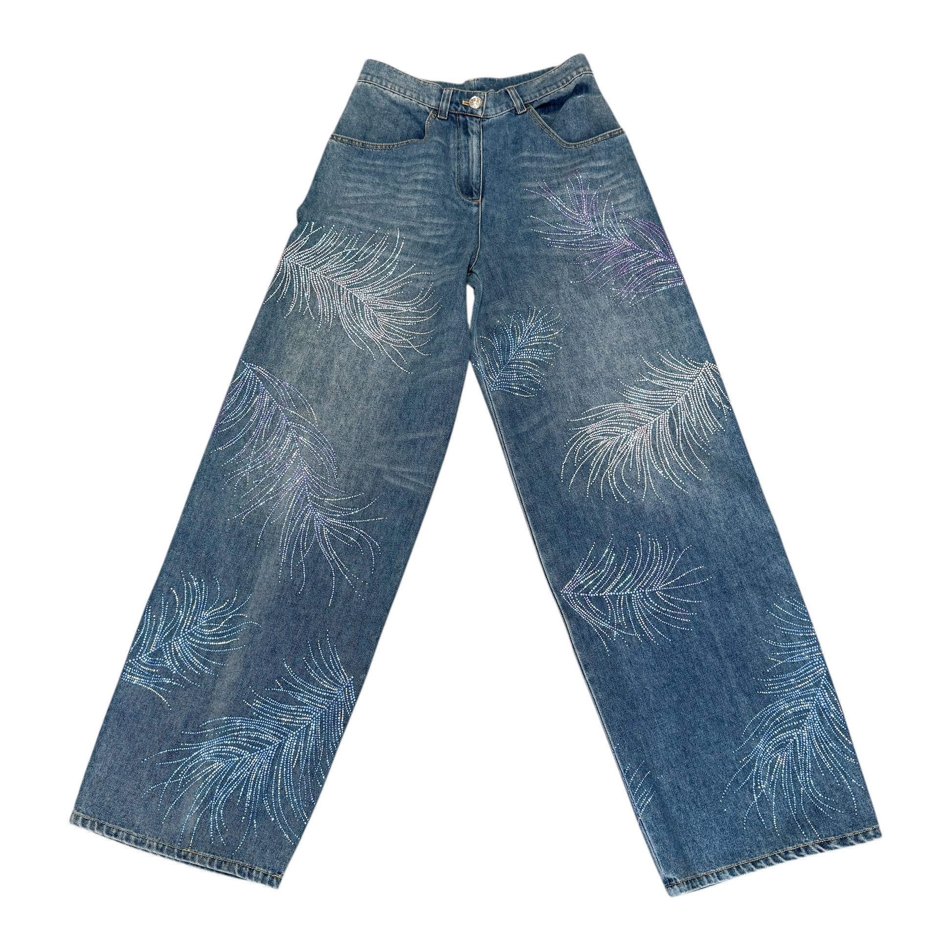 CHANEL Embroidered Blue and Multicolour Denim Jeans