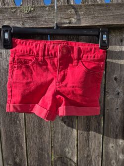 Justice Kids Red Denim Cuffed Shorts