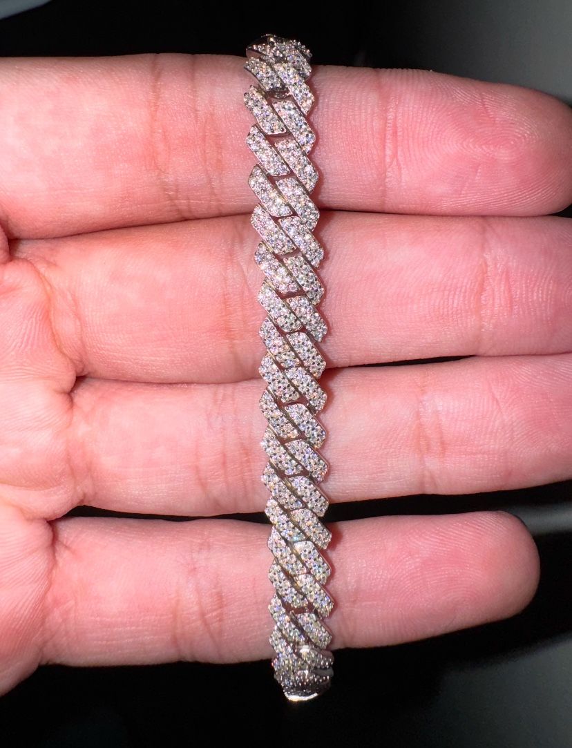Moissanite Bracelet Cuban Link Chain | Real 925 Silver
