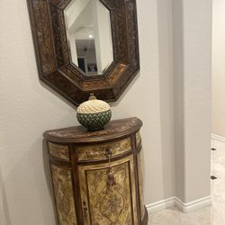 Mirror And Hand-Painted Entry Dresser