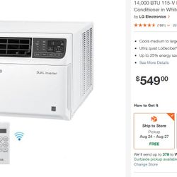 LG WINDOW AC 14,000 BTU Wifi. Very Nice Unit 