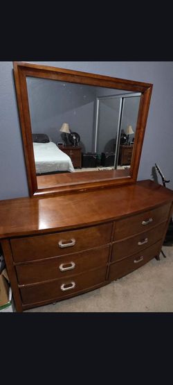 Dresser with mirror and 1 nightstand