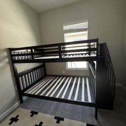 Dark Wood Bunk Bed - Twin Over Twin