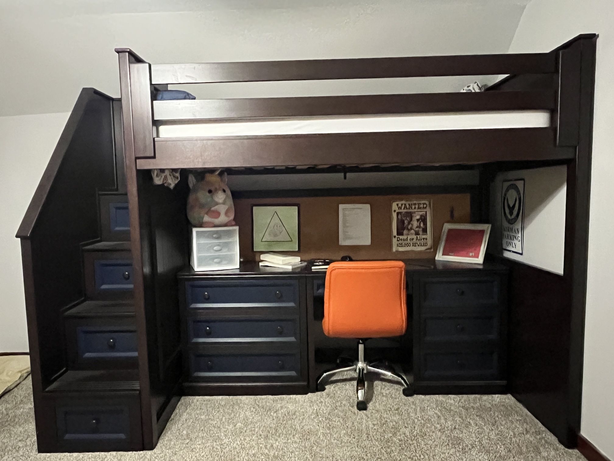 Twin Loft Bed w-Desk | Good Condition - $125