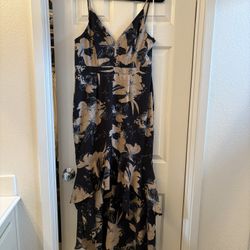 Black Floral Ruffle Dress