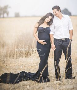 Jessica Gown by Sew Trendy Fitted Maternity Gown - Black - Slim Fit