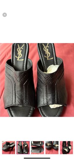 YSL Yves Saint Laurent Women’s 38 1/2 Black Leather Heels With Flaw