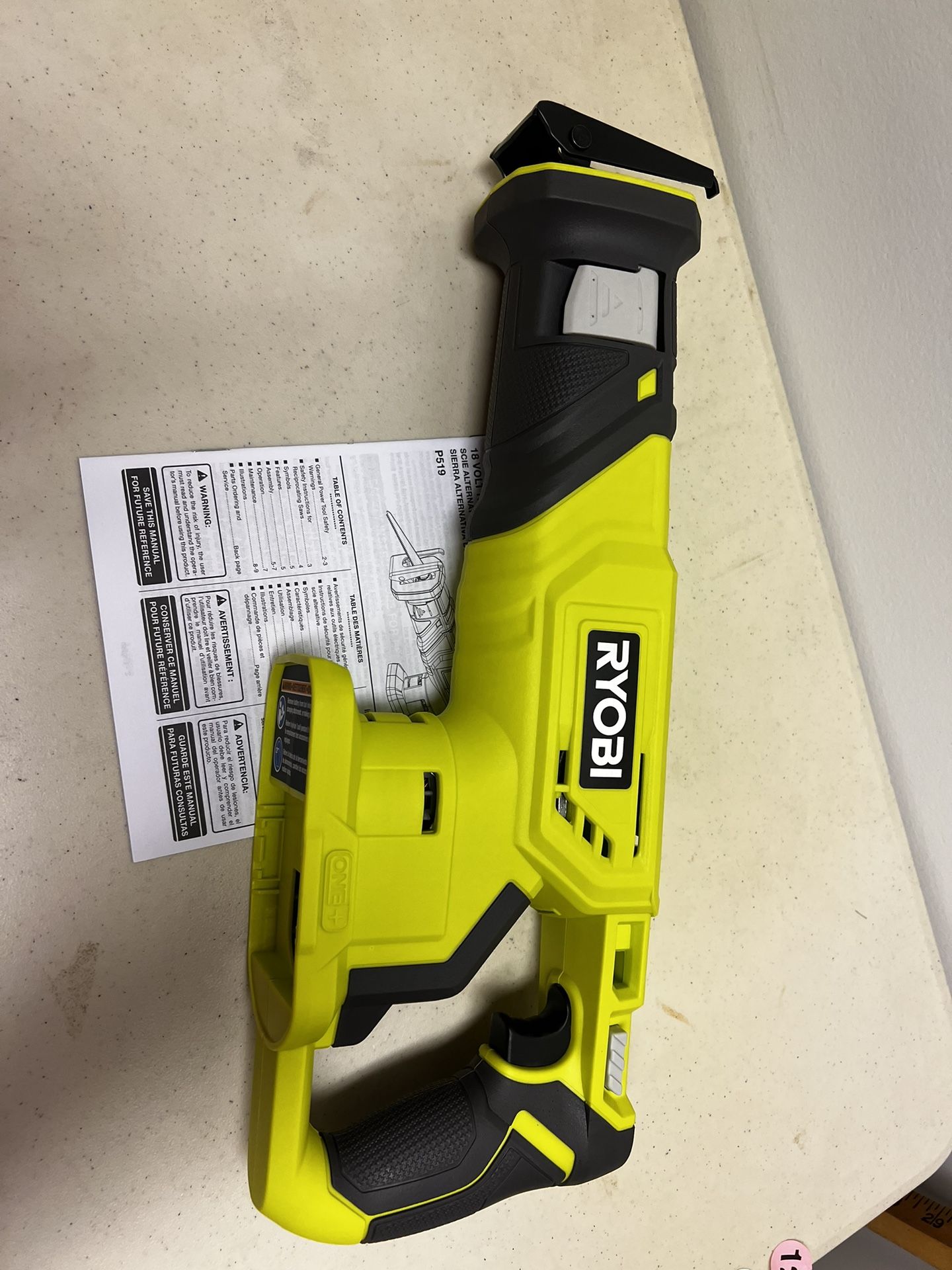 Ryobi One+ Battery Powered Reciprocating Saw Tool Only New