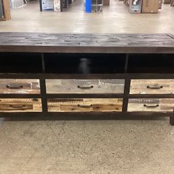Tv Stand For Up To 65” Television With Storage Storage Shelves And 6 Drawers 