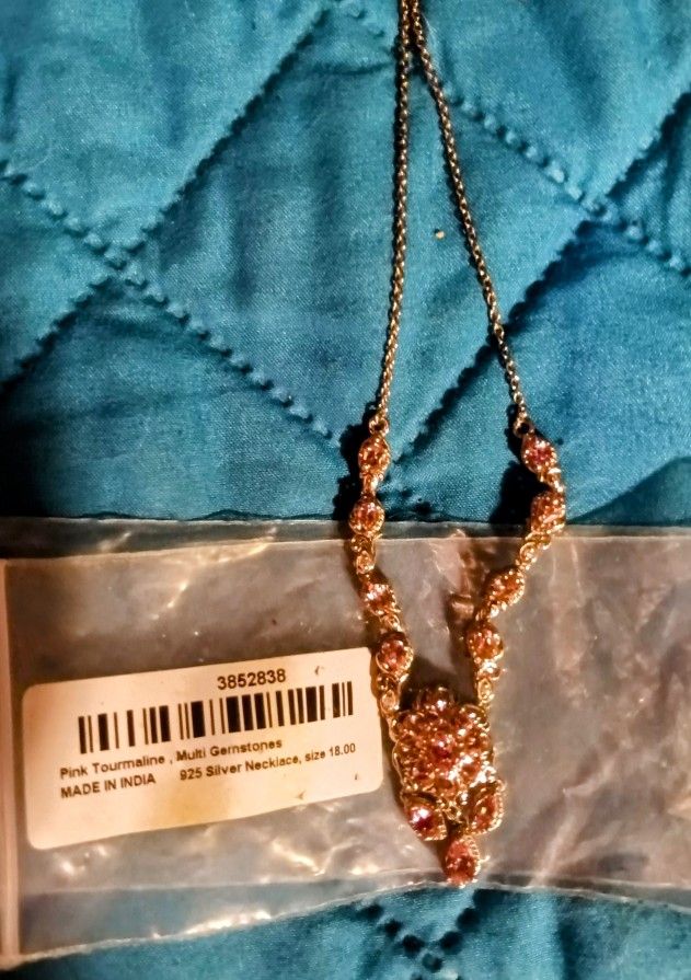 Pink Tourmaline & Sterling Silver Necklace
