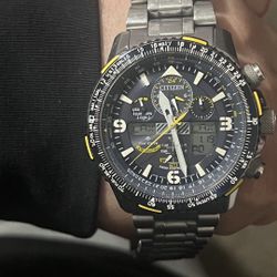 Citizen Eco-Drive Men's Analog-Digital Promaster Blue Angels Skyhawk A-T Stainless Steel Bracelet Watch 46mm