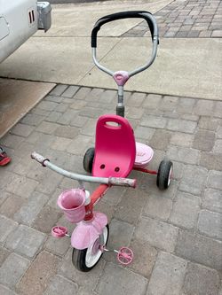 Radio Flyer Pink Kids Tricycle with Push Handle