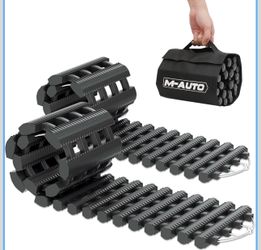M-AUTO 2 Pack Tire Traction Mats for Snow Portable Recovery Tracks for Vehicle in Mud, Snow, Ice, and Sand