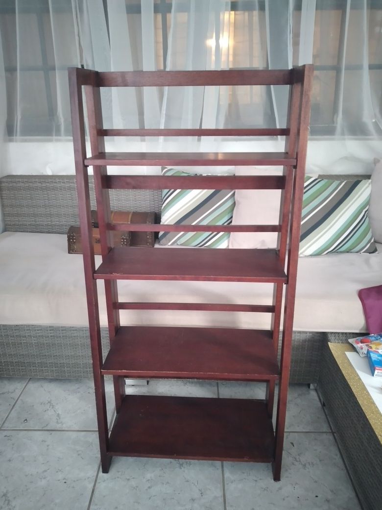 Modern Foldable 4 tier wooden ladder style shelf