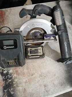 Kobalt Flashlight, Circular Saw, Battery And Charger Combo