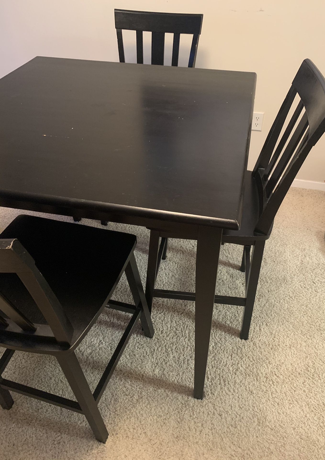 5 piece dining set- black high top table with 4 chairs