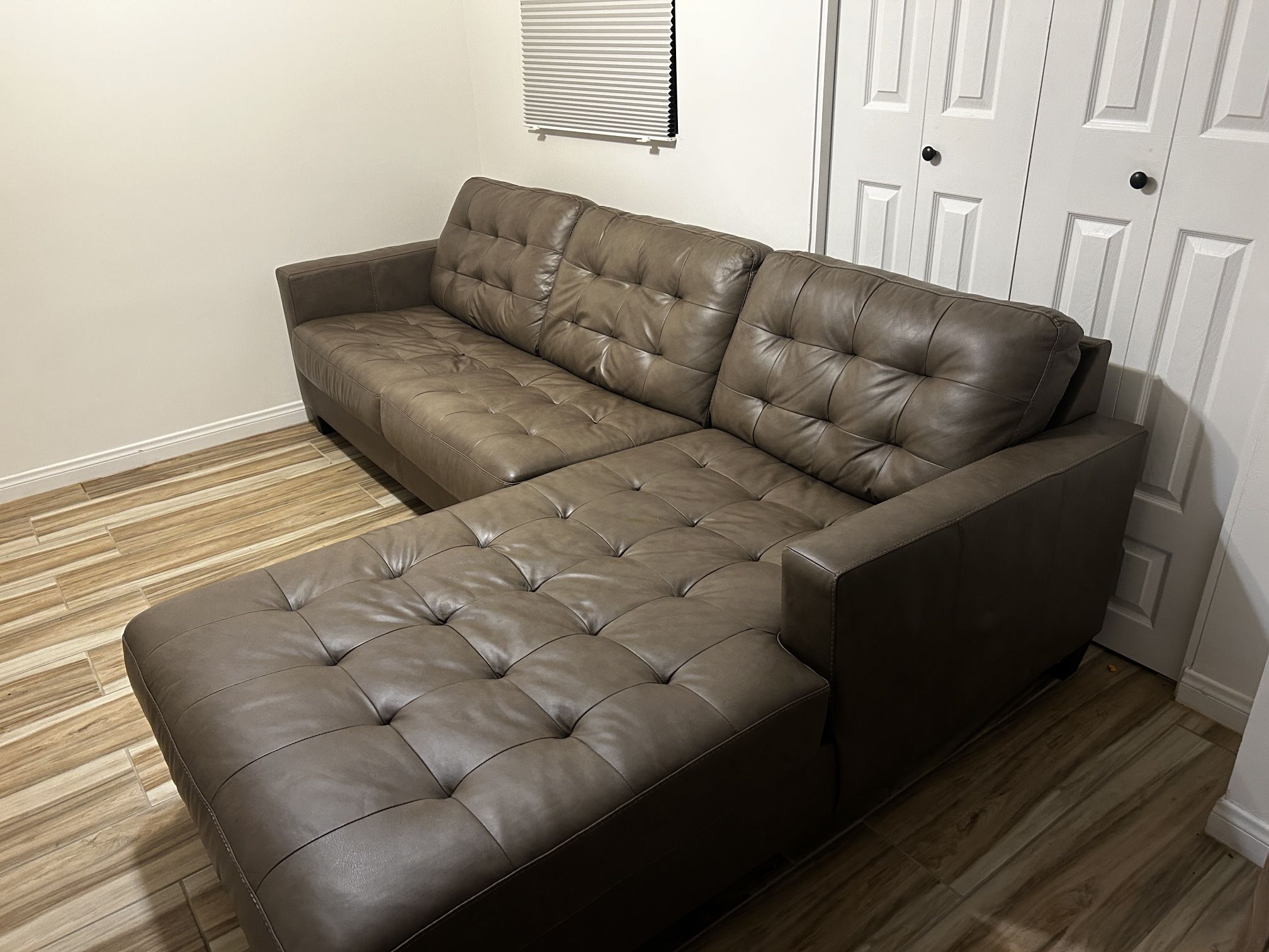 Leather Sofa with Chaise