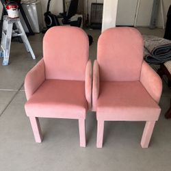 Pink Velvet Accent Chairs (Set of 2)