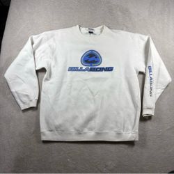 Vintage Billabong Men’s L White Surf Sleeve Hits Crewneck Sweater 90s RARE #2498