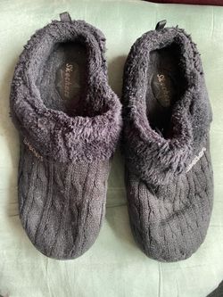 Skechers Slide Shoes Black Cable Knit 9
