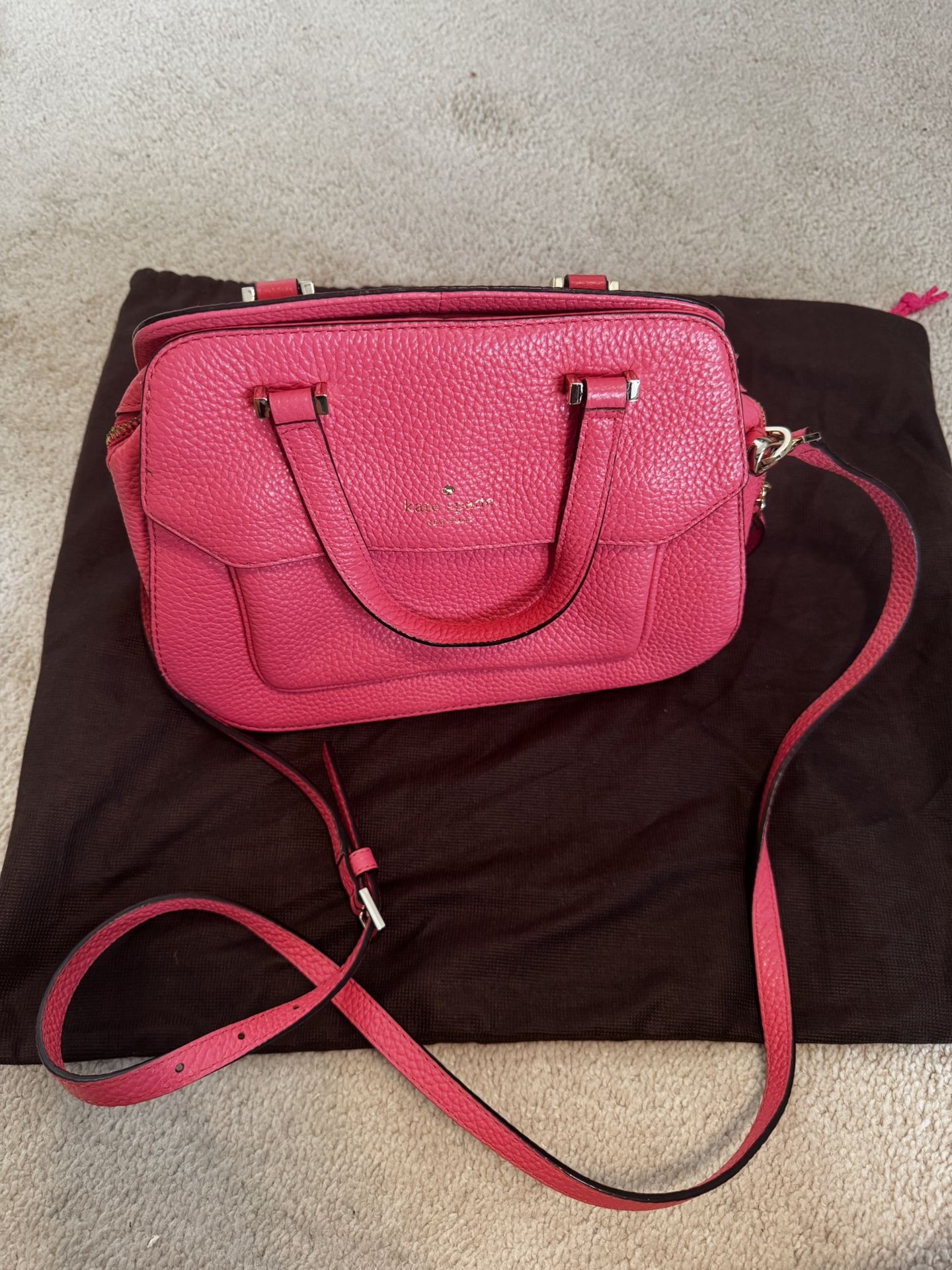 ๐ Kate Spade Hot Pink Leather Satchel โ Crossbody & Top Handle