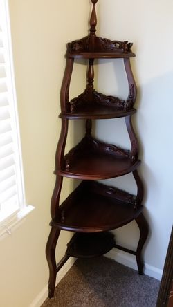 Solid Mahogany Corner Shelving Unit