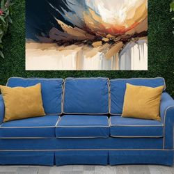 (Free Delivery 🚚) Blue Aqua Sleeper Couch 🛋️ 