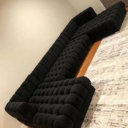 Black Double Chaise Sectional Sofa 