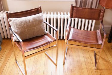 Mid Century Modern Steel and Vinyl Accent Chairs