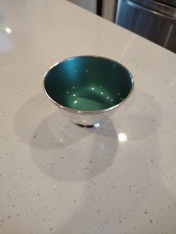 Towle Silver Plated Rich Turquoise Color Enamel Bowl 5" EP 5001 Mid 20th Century