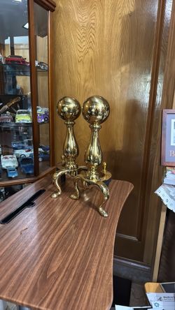 2pcs Cannonball Fireplace Andirons