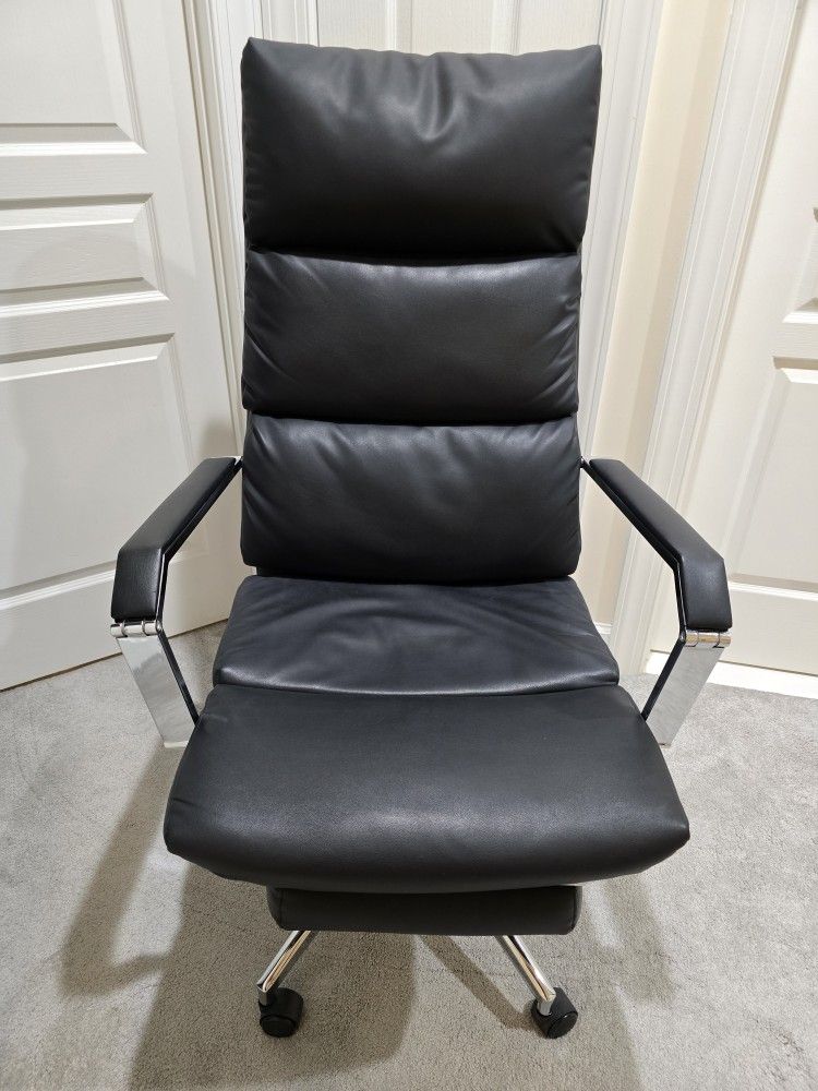 Leather Reclining Office Chair Black