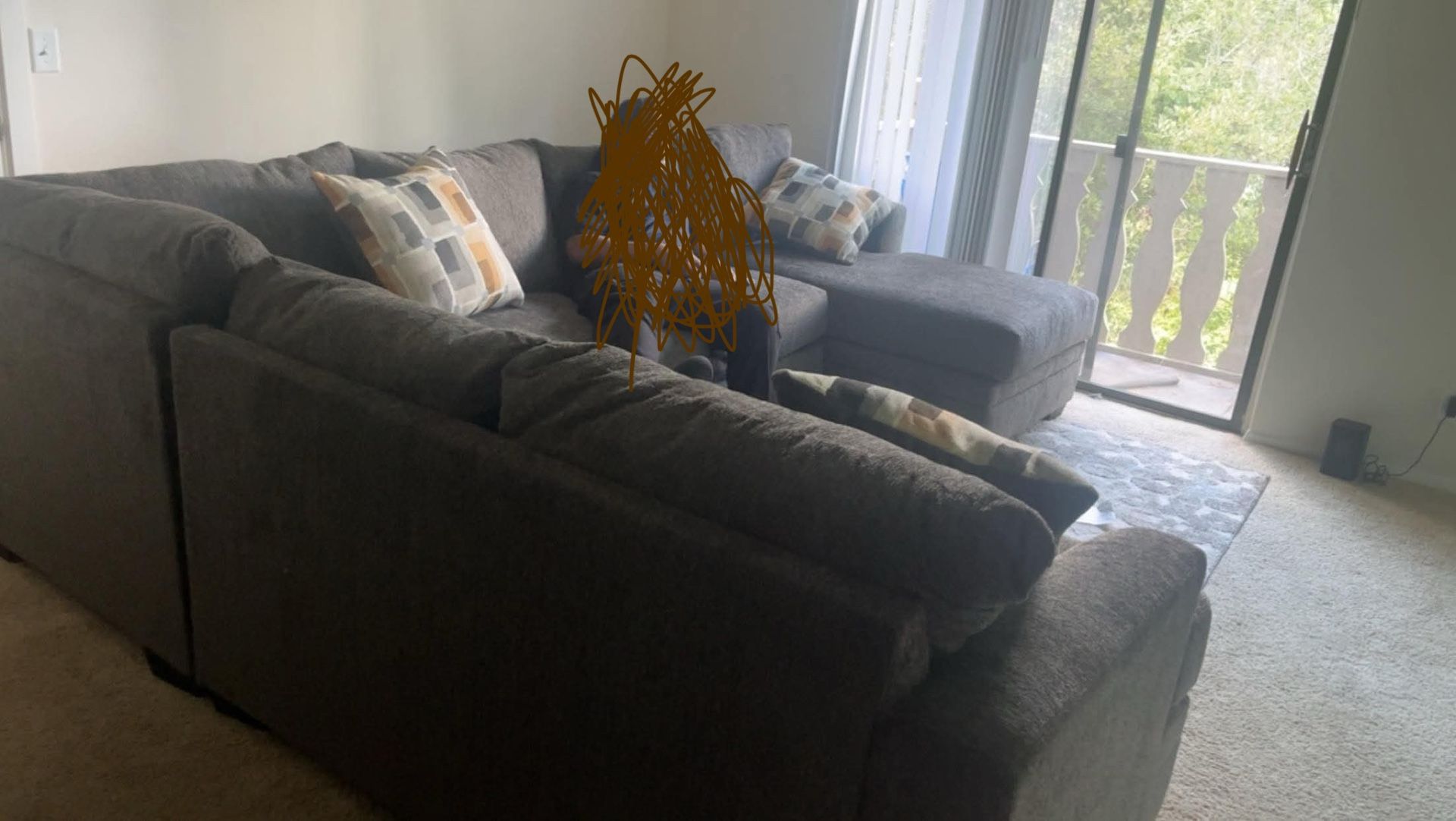 3 Piece Sectional. Dark Brown Color